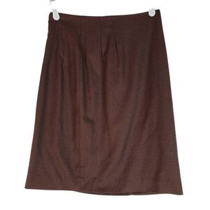 Inclinations Micro Houndstooth Pleated Back Zip Pencil Skirt Brown Tan Size 10